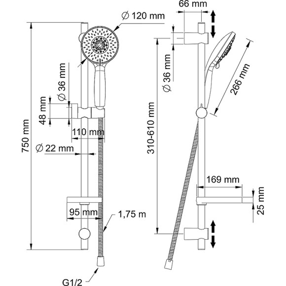 Душевой гарнитур Swedbe Calypso 5079 Хром