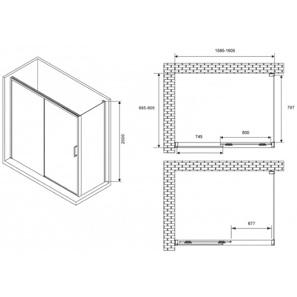 Душевой уголок Abber Komfort 160x90 AG93160B-S92B профиль Черный стекло прозрачное Душевой уголок Abber Komfort 160x90 AG93160B-S92B профиль Черный стекло прозрачное
