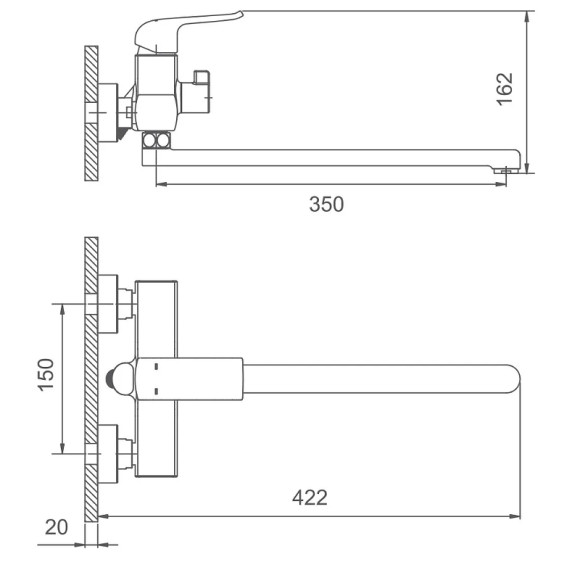 Смеситель для ванны Gappo G50 G2250-8 универсальный Хром Смеситель для ванны Gappo G50 G2250-8 универсальный Хром
