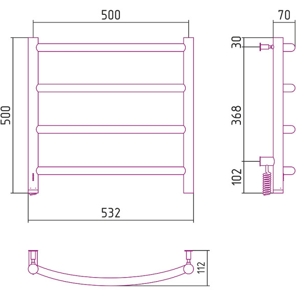 Электрический полотенцесушитель Сунержа Галант 4.0 500x500 L 00-0830-5050 Хром