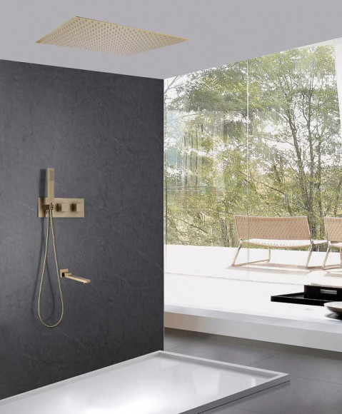 Душевая система Abber Daheim AF8254G с термостатом Золото матовое Душевая система Abber Daheim AF8254G с термостатом Золото матовое