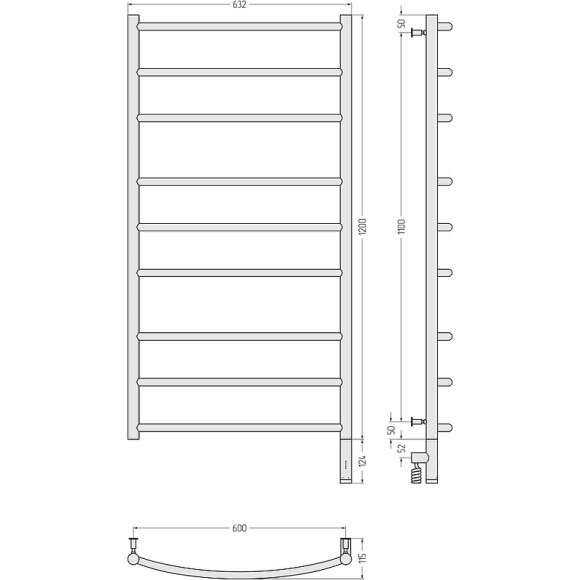 Электрический полотенцесушитель Сунержа Галант 3.0 1200x600 R 31-5801-1260 Черный матовый Электрический полотенцесушитель Сунержа Галант 3.0 1200x600 R 31-5801-1260 Черный матовый