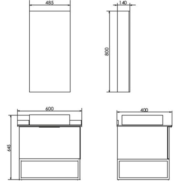 Тумба с раковиной Comforty Порто 60 00-00011397 подвесная Дуб дымчатый