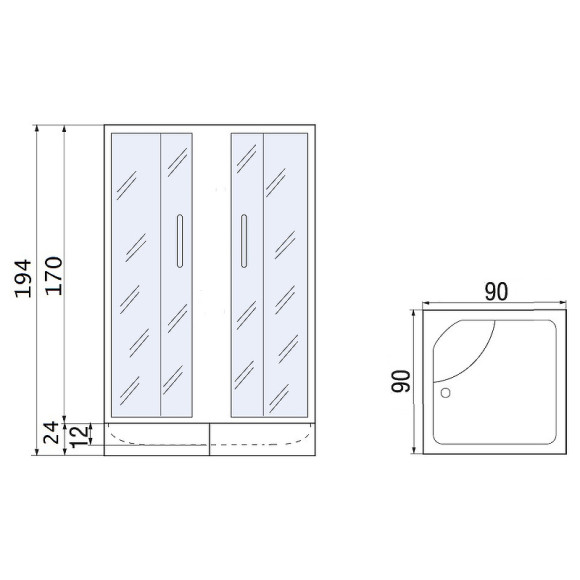 Душевой уголок River Morava 90x90 MT 10000011745 с поддоном