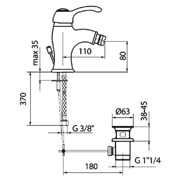 Смеситель для биде Webert Aurora AU840102065 Бронза Смеситель для биде Webert Aurora AU840102065 Бронза