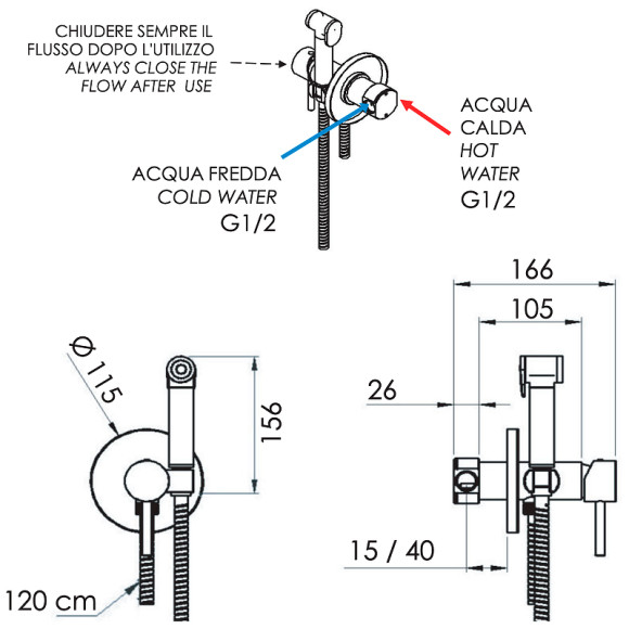 Гигиенический душ со смесителем Remer X-Style X65WXV Сталь Гигиенический душ со смесителем Remer X-Style X65WXV Сталь
