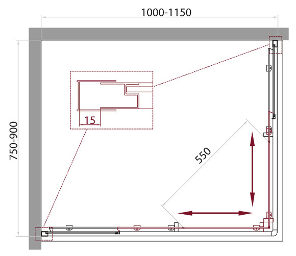 Душевой уголок BelBagno Unique 115x90 UNIQUE-AH-2-100/115-75/90-M-Cr профиль Хром стекло матовое