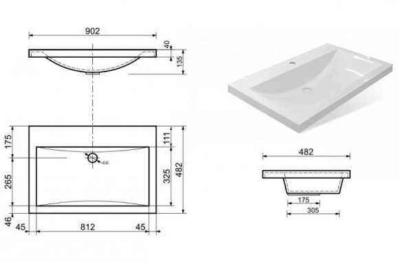Раковина Эстет Монако 90 ФР-00002610 Белая