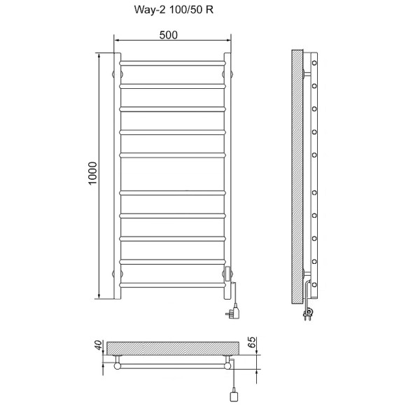 Электрический полотенцесушитель Ника Way-2 100/50 Хром
