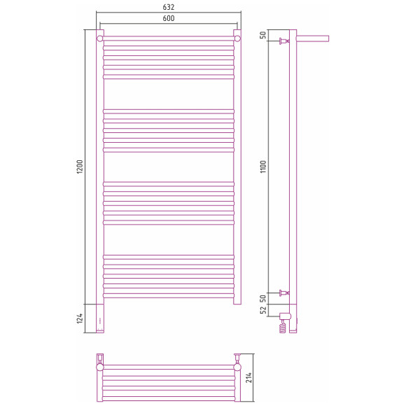 Электрический полотенцесушитель Сунержа Богема 3.0 1200x600 L 00-5806-1260 с полкой Хром