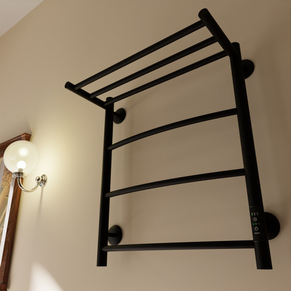 Электрический полотенцесушитель Маргроид Вид 4 600x500 04-6050-1051-9005R правый с полкой Черный матовый Электрический полотенцесушитель Маргроид Вид 4 600x500 04-6050-1051-9005R правый с полкой Черный матовый