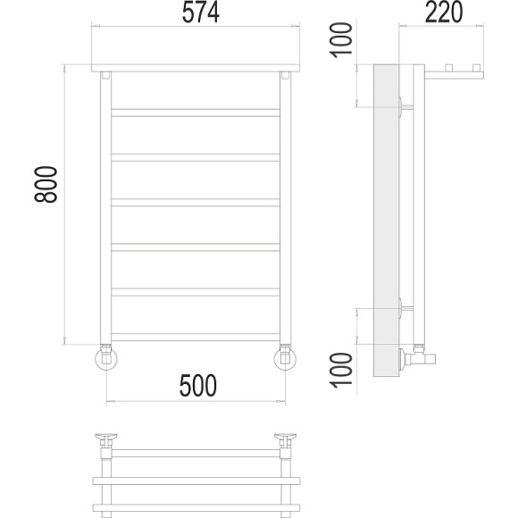 Водяной полотенцесушитель Terminus Контур П7 500х800 4670078529718 с полкой Хром, нижнее подключение, G 1/2" ВР, с угловым соединением Водяной полотенцесушитель Terminus Контур П7 500х800 4670078529718 с полкой Хром, нижнее подключение, G 1/2" ВР, с угловым соединением
