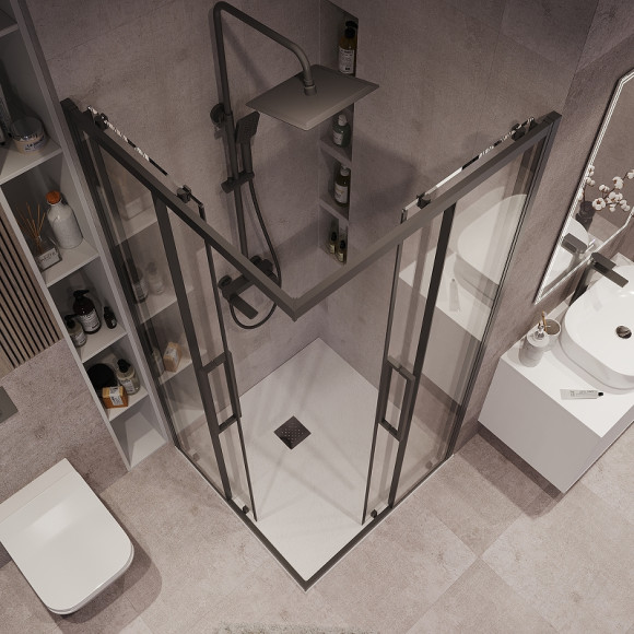 Душевой уголок Grossman Cosmo 90х90 300.K33.02.9090.21.00 профиль Черный матовый стекло прозрачное Душевой уголок Grossman Cosmo 90х90 300.K33.02.9090.21.00 профиль Черный матовый стекло прозрачное