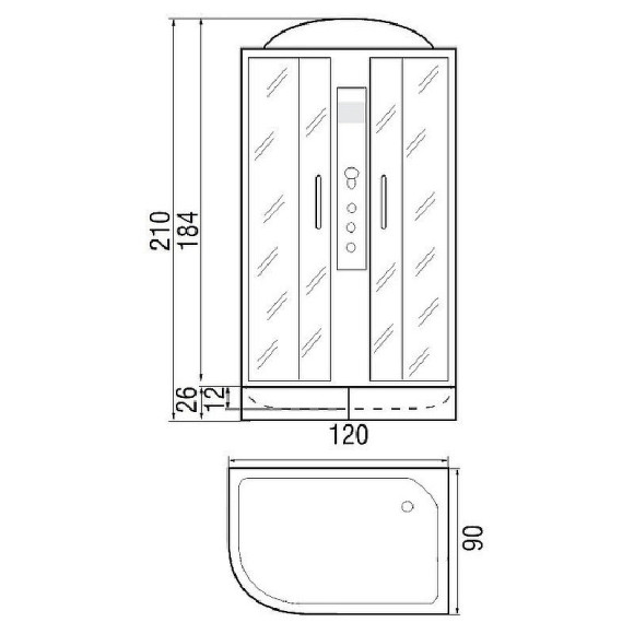 Душевая кабина River Dunay 120x90 MT R 10000003129 с поддоном