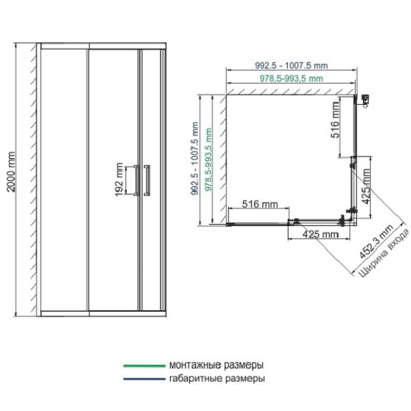 Душевой уголок WasserKRAFT Main 100x100 41S19 профиль Хром стекло прозрачное