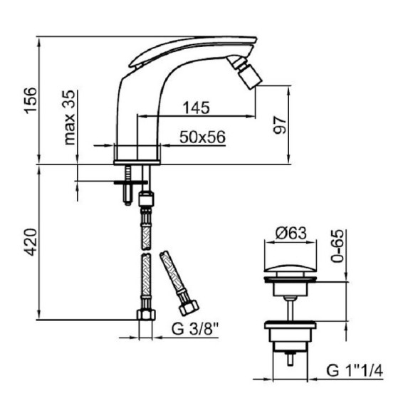Смеситель для биде Webert Aria AI840102015 Хром Смеситель для биде Webert Aria AI840102015 Хром