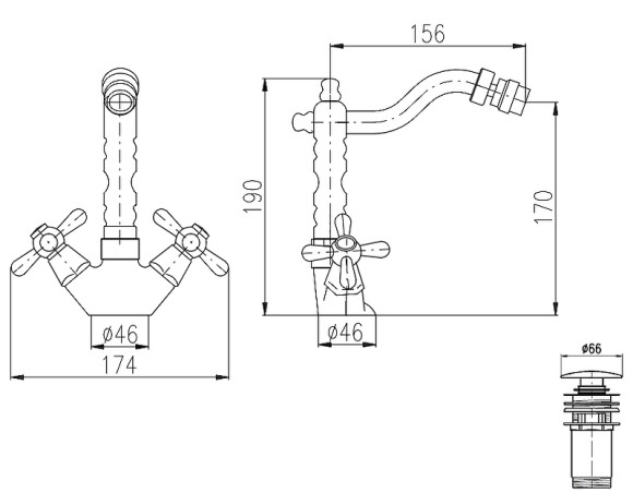 Смеситель для биде Rav Slezak Morava retro MK521.5/9Z Золото