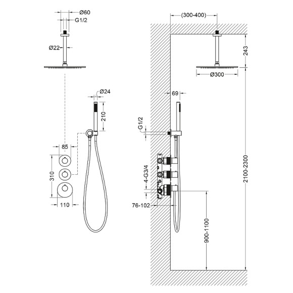 Душевая система Timo Saona SX-2399/00SM с термостатом Хром Душевая система Timo Saona SX-2399/00SM с термостатом Хром