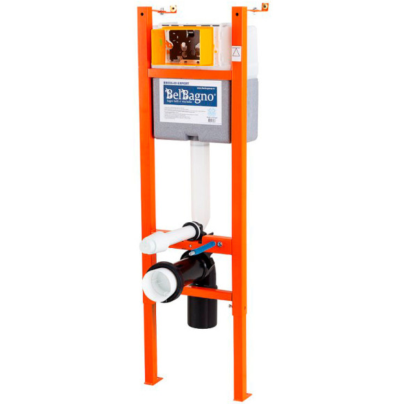 Комплект унитаза с инсталляцией BelBagno Onda BB066CHR/BB870SC/BB004-40 EXPERT/BB014-SR-BIANCO с сиденьем Микролифт и Белой клавишей смыва