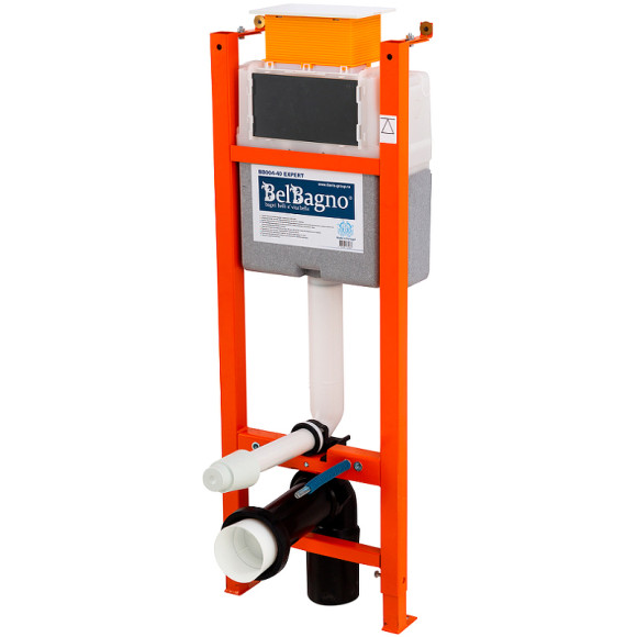 Комплект унитаза с инсталляцией BelBagno Onda BB066CHR/BB870SC/BB004-40 EXPERT/BB014-SR-BIANCO с сиденьем Микролифт и Белой клавишей смыва