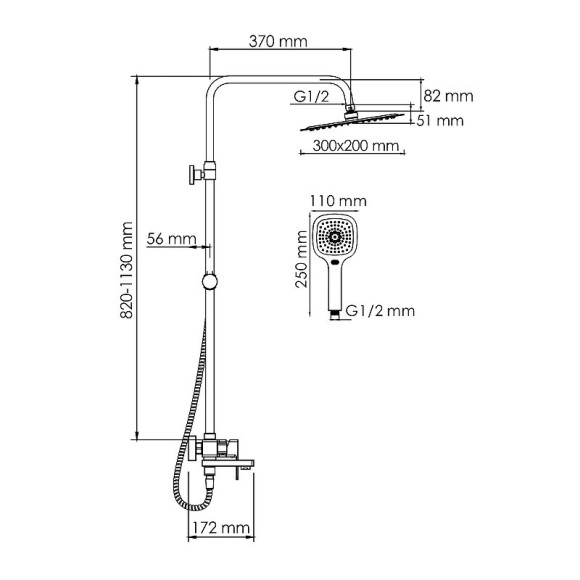 Душевая система WasserKRAFT A177.069.065.010.CH Хром
