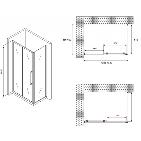 Душевой уголок Abber Schwarzer Diamant 130x60 AG30130MH-S60M профиль Хром стекло матовое Душевой уголок Abber Schwarzer Diamant 130x60 AG30130MH-S60M профиль Хром стекло матовое