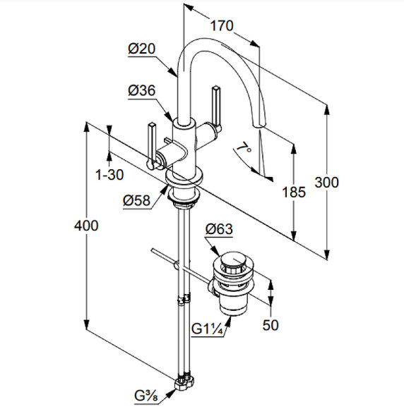 Смеситель для раковины Kludi Nova Fonte 201180515 Хром Смеситель для раковины Kludi Nova Fonte 201180515 Хром