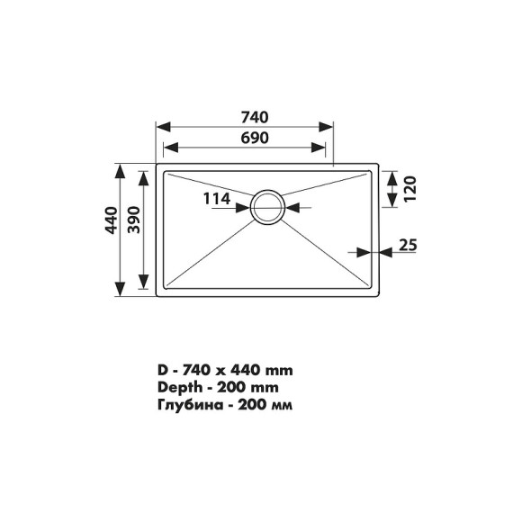 Кухонная мойка Kaiser KSM-7445 Black Grafit Кухонная мойка Kaiser KSM-7445 Black Grafit
