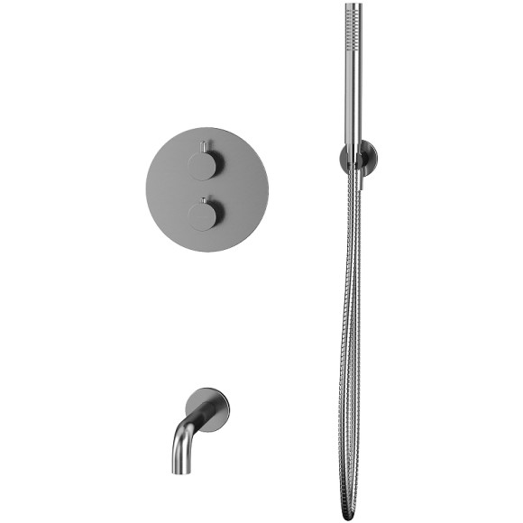 Смеситель для ванны Whitecross Y brushed nickel YSET10NIB с термостатом Брашированный никель Смеситель для ванны Whitecross Y brushed nickel YSET10NIB с термостатом Брашированный никель