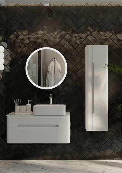 Шкаф пенал Jorno Shine 33 R Shi.04.125/P/W подвесной Белый глянец