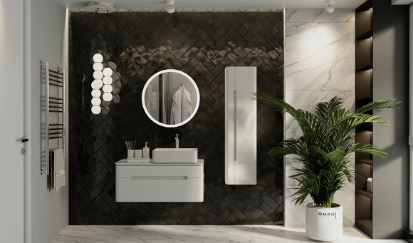 Шкаф пенал Jorno Shine 33 R Shi.04.125/P/W подвесной Белый глянец