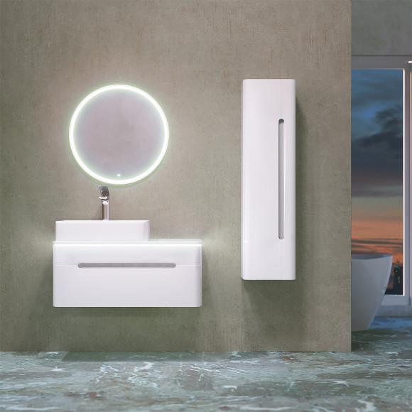 Шкаф пенал Jorno Shine 33 R Shi.04.125/P/W подвесной Белый глянец