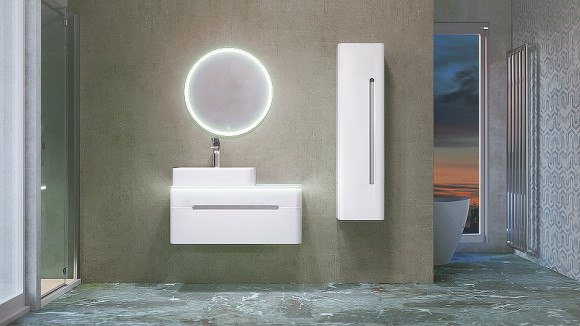 Шкаф пенал Jorno Shine 33 R Shi.04.125/P/W подвесной Белый глянец