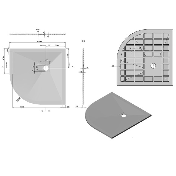 Душевой поддон из искусственного камня Vincea 100x100 VST-4SQ1010A Антрацит Душевой поддон из искусственного камня Vincea 100x100 VST-4SQ1010A Антрацит