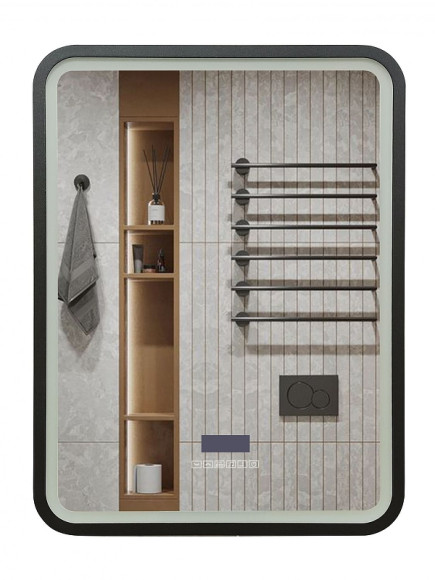 Зеркало Art&Max Genova AM-Gen-600-800-S-F-MFP с подсветкой с музыкальным блоком Черное