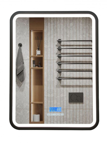 Зеркало Art&Max Genova AM-Gen-600-800-S-F-MFP с подсветкой с музыкальным блоком Черное