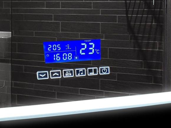 Зеркало Art&Max Genova AM-Gen-600-800-S-F-MFP с подсветкой с музыкальным блоком Черное