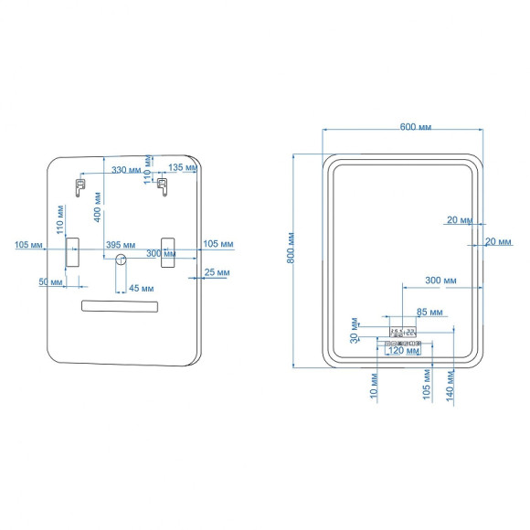 Зеркало Art&Max Genova AM-Gen-600-800-S-F-MFP с подсветкой с музыкальным блоком Черное