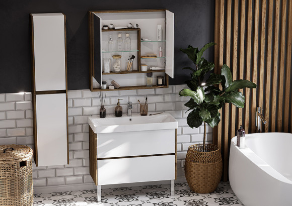 Зеркальный шкаф Aquaton Сканди 90 1A252302SDZ90 Белый Дуб рустикальный