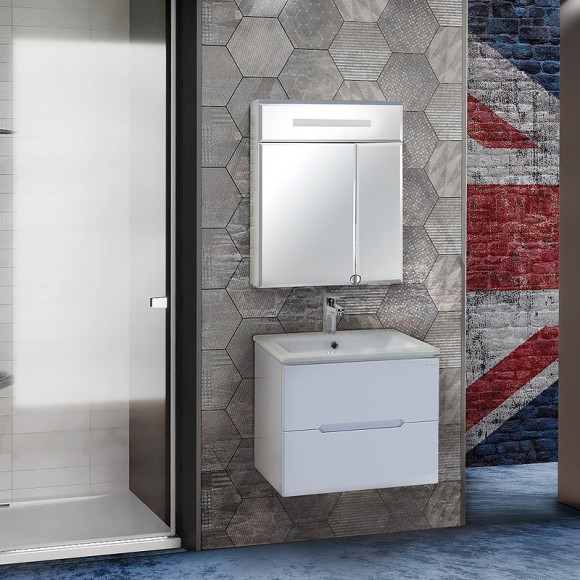 Зеркальный шкаф Onika Сигма 60.01 206034 с подсветкой Белый Зеркальный шкаф Onika Сигма 60.01 206034 с подсветкой Белый