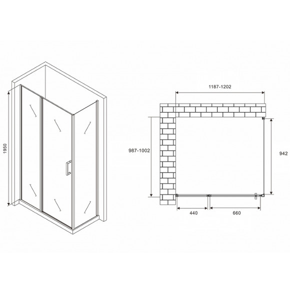 Душевой уголок Abber Sonnenstrand 120x100 AG04120MS-S100M профиль Хром стекло матовое Душевой уголок Abber Sonnenstrand 120x100 AG04120MS-S100M профиль Хром стекло матовое