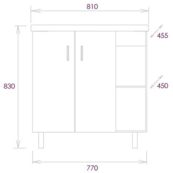 Тумба под раковину Onika Тимбер 80.10 108045 Белый матовый Дуб сонома