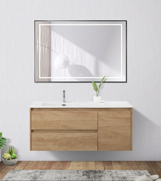 Зеркало BelBagno Kraft 120 SPC-KRAFT-1200-800-LED-TCH-WARM-NERO с подсветкой Черное с сенсорным выключателем и подогревом