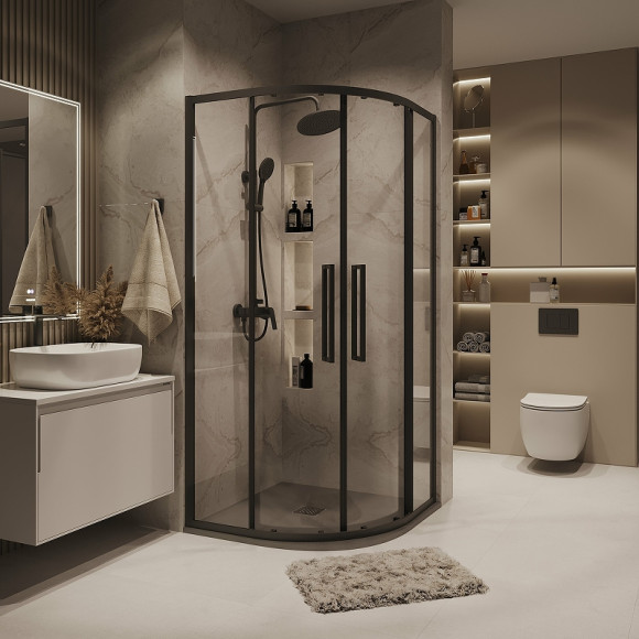 Душевой уголок Grossman Cosmo 80х80 301.K33.02.8080.21.00 профиль Черный матовый стекло прозрачное Душевой уголок Grossman Cosmo 80х80 301.K33.02.8080.21.00 профиль Черный матовый стекло прозрачное