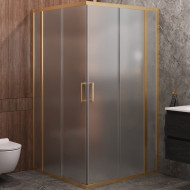 Душевой уголок Cezares Molveno 110x110 MOLVENO-A-22-90+20-P-BORO профиль Брашированное золото стекло рифленое