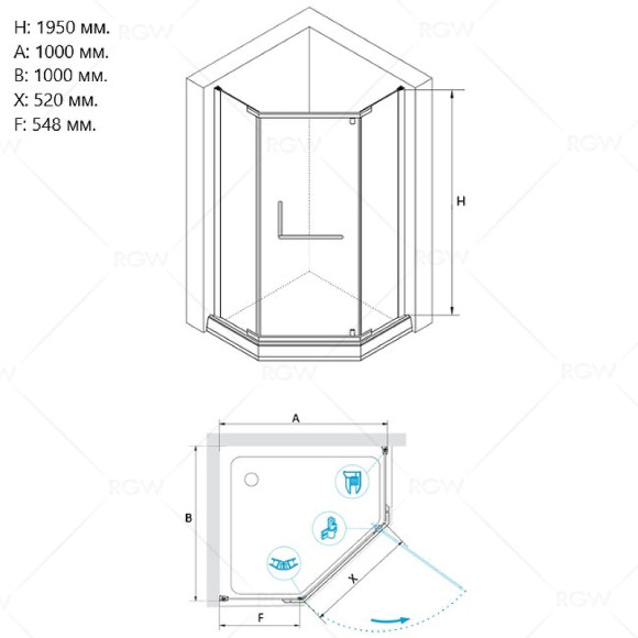 Душевой уголок RGW Hotel HO-081 100х100 350608100-11 профиль Хром стекло прозрачное Душевой уголок RGW Hotel HO-081 100х100 350608100-11 профиль Хром стекло прозрачное