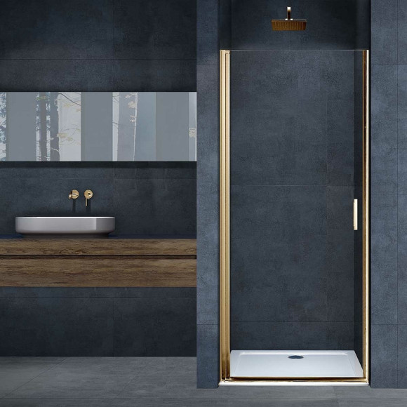 Душевая дверь Vincea Alpha 90 VDP-3AL900CLG профиль Брашированное золото стекло прозрачное
