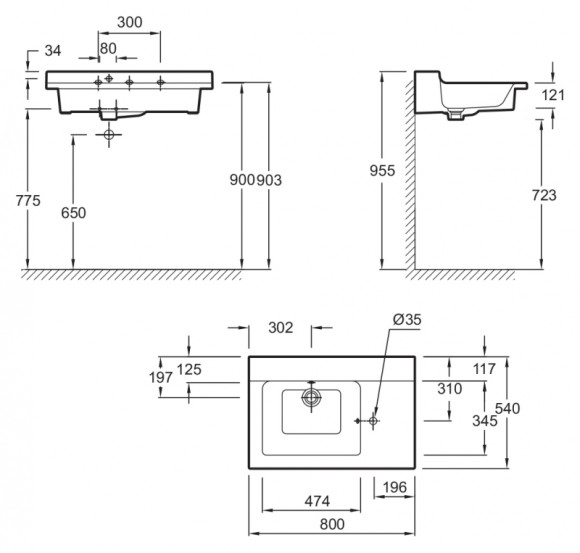 Раковина Jacob Delafon Soprano 80 EXL122-00 Белая Раковина Jacob Delafon Soprano 80 EXL122-00 Белая