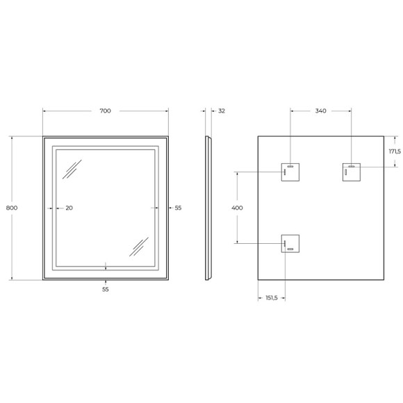 Зеркало BelBagno Kraft 70 SPC-KRAFT-700-800-SENS-NERO с подсветкой Черное с сенсорным выключателем