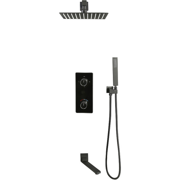 Душевая система ALMAes Tiber TVZ-8805 с термостатом Черная матовая Душевая система ALMAes Tiber TVZ-8805 с термостатом Черная матовая
